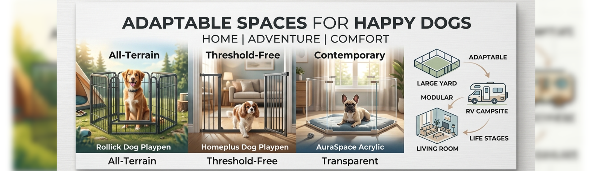 Safe, Adaptable Spaces of Happy Dogs.